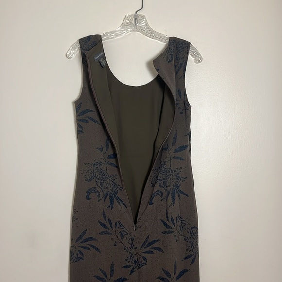 Banana Republic Silk Olive Green Floral Phoebe Buffay Friends Midi Dress Size 0 - Picture 5 of 12